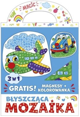 Błyszcząca Mozaika Magnesy Samolot i auto Gratis Kolorowanka